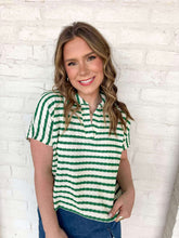 Load image into Gallery viewer, Share A Little Green Stripe Collared Top