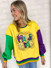 Load image into Gallery viewer, Mardi Gras Bead Color Block Sweatshirt