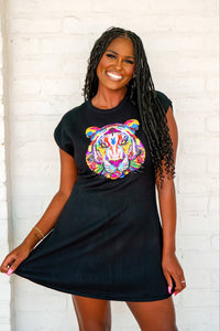 Queen Of Sparkles Black Rainbow Tiger Head Dress