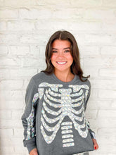 Load image into Gallery viewer, Queen Of Sparkles Charcoal Iridescent Jeweled Skeleton Sweatshirt