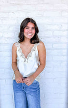 Load image into Gallery viewer, Beautifully Detailed Champagne Lace Cami Top