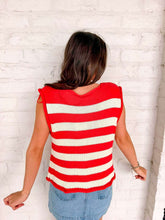 Load image into Gallery viewer, Here We Go Red Stripe Top