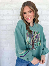 Load image into Gallery viewer, Mardi Gras V Neck Bead Tree With Sequin &amp; Seed bead Sweatshirt