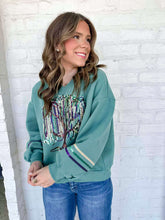 Load image into Gallery viewer, Mardi Gras V Neck Bead Tree With Sequin &amp; Seed bead Sweatshirt
