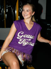 Load image into Gallery viewer, Queen Of Sparkles LSU Geaux Tigers Feather Sweater Top