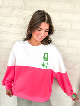 Load image into Gallery viewer, Queen Of Sparkles Colorblock Queen Card QOS Logo Sweatshirt