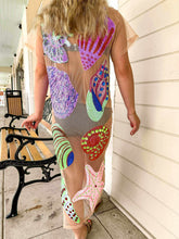 Load image into Gallery viewer, Queen Of Sparkles Beige Mesh Multi Shell Coverup Midi Dress