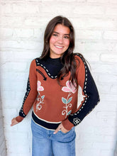 Load image into Gallery viewer, THML Wish You Well Brown Flower Sweater