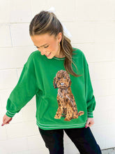 Load image into Gallery viewer, Queen Of Sparkles Green Golden Doodle Sweatshirt