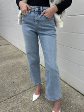 Load image into Gallery viewer, Honorable Mention High Rise Ankle Slim Stud Side Denim Jean