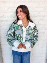 Load image into Gallery viewer, Queen Of Sparkles Multi Snowy Village Cardigan with Fur Collar