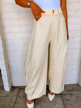 Load image into Gallery viewer, Queen Of Sparkles Ivory Denim Rhinestone Barrel Jeans