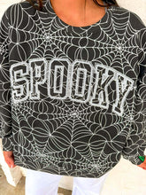 Load image into Gallery viewer, Queen Of Sparkles Black &amp; White Spider Web Spooky Sweatshirt