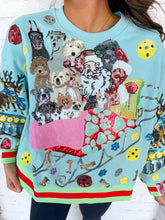 Load image into Gallery viewer, Queen Of Sparkles Aqua Dogs on Santas Sleigh Sweatshirt