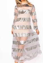 Load image into Gallery viewer, Queen Of Sparkles Sequin Sheer Stripe Long Sleeve Cover Up Dress
