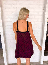 Load image into Gallery viewer, Flourish Remains Burgundy Polka Dot Dress