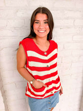 Load image into Gallery viewer, Here We Go Red Stripe Top