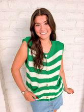 Load image into Gallery viewer, Here We Go Green Stripe Top