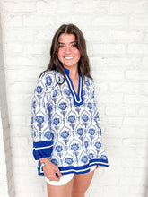 Load image into Gallery viewer, Year Of Flowers Blue Top
