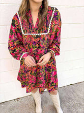Load image into Gallery viewer, Fall Fever Black Floral Dress