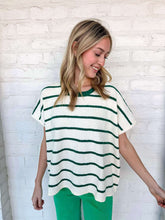 Load image into Gallery viewer, Set A Goal Hunter Green Striped Sweater Top