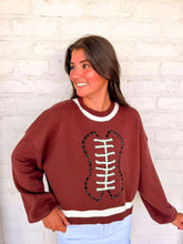 Load image into Gallery viewer, Queen Of Sparkles Brown Football Sweater