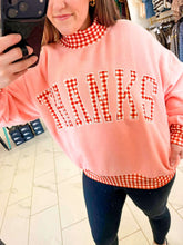 Load image into Gallery viewer, Give Thanks Peach Gingham Pullover