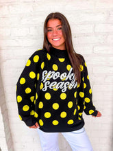 Load image into Gallery viewer, Queen Of Sparkles Black &amp; Green Polkadot Spooky Season Mockneck