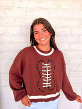 Load image into Gallery viewer, Queen Of Sparkles Brown Football Sweater