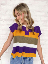 Load image into Gallery viewer, Mardi Gras Stripe Dolman Sweater Top