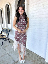 Load image into Gallery viewer, Vintage Vogue Fringe Burgundy Dress
