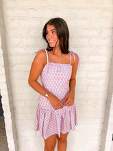 Load image into Gallery viewer, Temporary Stop Purple Polka Dot Dress