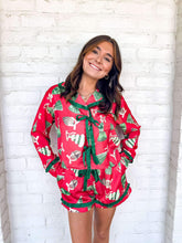 Load image into Gallery viewer, Queen Of Satin Christmas Check Print Ruffle Set Red