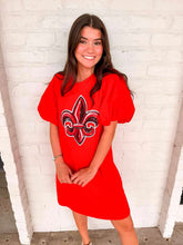 Load image into Gallery viewer, Jordan Amanda Fleur De Lis Red Dress