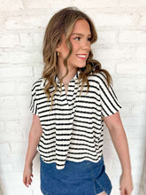Load image into Gallery viewer, Share A Little Black Stripe Collared Top