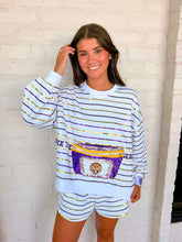 Load image into Gallery viewer, Queen Of Sparkles Licensed LSU Sequin Striped Fanny Pack Sweatshirt