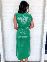 Load image into Gallery viewer, Queen Of Sparkles Green Full Sequin Knit Tank Midi Dress