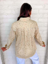 Load image into Gallery viewer, Queen Of Sparkles Beige Rhinestone Fall Pocket Button Up