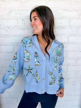 Load image into Gallery viewer, Queen Of Sparkles Light Blue Shell Ornament Cardigan