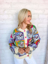 Load image into Gallery viewer, Queen Of Sparkles Pastel Colorblock Santa Button Up Cardigan