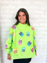 Load image into Gallery viewer, Queen Of Sparkles Green Multi Gingham Candy Corn Mock Sweatshirt
