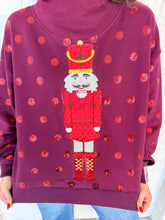 Load image into Gallery viewer, Queen Of Sparkles Red Polka Dot QOS Card Logo Nutcracker Mockneck Sweatshirt