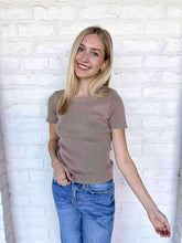 Load image into Gallery viewer, Moving Away Mocha Knit Tee