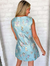 Load image into Gallery viewer, Honey Bloom Blue Jacquard Dress