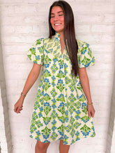 Load image into Gallery viewer, Easy Going Green &amp; Blue Dress