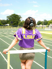 Load image into Gallery viewer, Queen Of Sparkles Purple LSU Puff Sleeve Top