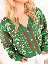 Load image into Gallery viewer, Queen Of Sparkles Green 3D Holly &amp; Peppermint Cardigan