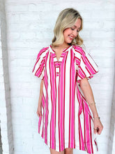 Load image into Gallery viewer, Seasonal Happiness Pink Stripe Dress