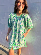 Load image into Gallery viewer, Queen Of Sparkles Green NOLA Street Tile Button Up Dress