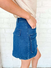 Load image into Gallery viewer, Find Me Here Dark Denim Skirt